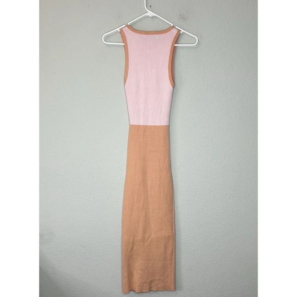 NWT Petal And Pup Sofi Bodycon Midi Dress Splice Women's Size S / M Pink Peach